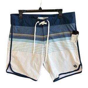 Ezekiel Blue and White Board Shorts with Nautical Design